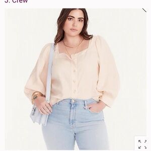 J. Crew Light Peach Linen Square Neck Top